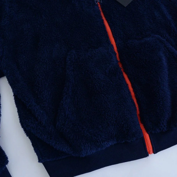 Raw Gear Navy w Orange Piping Soft Fleece Zip Embroidered Sweater Unisex S NWT - Picture 8 of 12